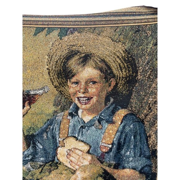 Coca-Cola Woven Throw Blanket 48x54 Norman Rockwell Art - Picture 3 of 3